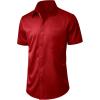 imageJVER Mens Short Sleeve Dress Shirts Stretch Casual Button Down Shirts with Pocket for Business WeddingRed