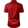 imageJVER Mens Short Sleeve Dress Shirts Stretch Casual Button Down Shirts with Pocket for Business WeddingRed