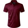 imageJVER Mens Short Sleeve Dress Shirts Stretch Casual Button Down Shirts with Pocket for Business WeddingBurgundy