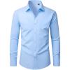imageJVER Mens Dress Shirts Long Sleeve Solid Formal Shirt Stretch Business Casual Wedding Button Down ShirtsBlue