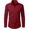 imageJVER Mens Dress Shirts Long Sleeve Solid Formal Shirt Stretch Business Casual Wedding Button Down ShirtsBurgundy