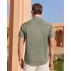 imageJVER Mens Linen Shirt Short Sleeve Button Down Shirts Lightweight Summer Beach Vacation Casual Tops with PocketArmy Green