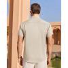 imageJVER Mens Linen Shirt Short Sleeve Button Down Shirts Lightweight Summer Beach Vacation Casual Tops with PocketBeige