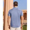 imageJVER Mens Linen Shirt Short Sleeve Button Down Shirts Lightweight Summer Beach Vacation Casual Tops with PocketBlue