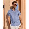 imageJVER Mens Linen Shirt Short Sleeve Button Down Shirts Lightweight Summer Beach Vacation Casual Tops with PocketBlue