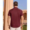 imageJVER Mens Linen Shirt Short Sleeve Button Down Shirts Lightweight Summer Beach Vacation Casual Tops with PocketBurgundy