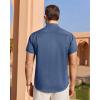 imageJVER Mens Linen Shirt Short Sleeve Button Down Shirts Lightweight Summer Beach Vacation Casual Tops with PocketDark Blue