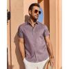 imageJVER Mens Linen Shirt Short Sleeve Button Down Shirts Lightweight Summer Beach Vacation Casual Tops with PocketDark Red