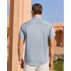 imageJVER Mens Linen Shirt Short Sleeve Button Down Shirts Lightweight Summer Beach Vacation Casual Tops with PocketDusty Blue