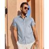 imageJVER Mens Linen Shirt Short Sleeve Button Down Shirts Lightweight Summer Beach Vacation Casual Tops with PocketDusty Blue