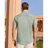 imageJVER Mens Linen Shirt Short Sleeve Button Down Shirts Lightweight Summer Beach Vacation Casual Tops with PocketGreen