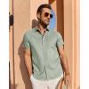 imageJVER Mens Linen Shirt Short Sleeve Button Down Shirts Lightweight Summer Beach Vacation Casual Tops with PocketGreen