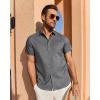 imageJVER Mens Linen Shirt Short Sleeve Button Down Shirts Lightweight Summer Beach Vacation Casual Tops with PocketGrey