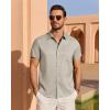 imageJVER Mens Linen Shirt Short Sleeve Button Down Shirts Lightweight Summer Beach Vacation Casual Tops with PocketKhaki