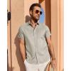 imageJVER Mens Linen Shirt Short Sleeve Button Down Shirts Lightweight Summer Beach Vacation Casual Tops with PocketKhaki