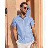 imageJVER Mens Linen Shirt Short Sleeve Button Down Shirts Lightweight Summer Beach Vacation Casual Tops with PocketLight Blue