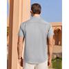 imageJVER Mens Linen Shirt Short Sleeve Button Down Shirts Lightweight Summer Beach Vacation Casual Tops with PocketLight Grey
