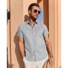 imageJVER Mens Linen Shirt Short Sleeve Button Down Shirts Lightweight Summer Beach Vacation Casual Tops with PocketLight Grey