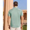 imageJVER Mens Linen Shirt Short Sleeve Button Down Shirts Lightweight Summer Beach Vacation Casual Tops with PocketMint Green