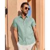 imageJVER Mens Linen Shirt Short Sleeve Button Down Shirts Lightweight Summer Beach Vacation Casual Tops with PocketMint Green