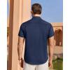 imageJVER Mens Linen Shirt Short Sleeve Button Down Shirts Lightweight Summer Beach Vacation Casual Tops with PocketNavy Blue