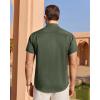 imageJVER Mens Linen Shirt Short Sleeve Button Down Shirts Lightweight Summer Beach Vacation Casual Tops with PocketOlive Green