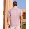 imageJVER Mens Linen Shirt Short Sleeve Button Down Shirts Lightweight Summer Beach Vacation Casual Tops with PocketPink