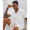 imageJVER Mens Linen Shirt Short Sleeve Button Down Shirts Lightweight Summer Beach Vacation Casual Tops with PocketWhite