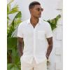 imageJVER Mens Linen Shirt Short Sleeve Button Down Shirts Lightweight Summer Beach Vacation Casual Tops with PocketWhite