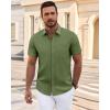 imageJVER Mens Short Sleeve Dress Shirts Wrinkle Free Casual Button Down Shirt Summer Stretch Formal Shirt with PocketArmy Green