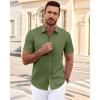 imageJVER Mens Short Sleeve Dress Shirts Wrinkle Free Casual Button Down Shirt Summer Stretch Formal Shirt with PocketArmy Green