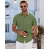 imageJVER Mens Short Sleeve Dress Shirts Wrinkle Free Casual Button Down Shirt Summer Stretch Formal Shirt with PocketArmy Green