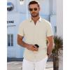 imageJVER Mens Short Sleeve Dress Shirts Wrinkle Free Casual Button Down Shirt Summer Stretch Formal Shirt with PocketBeige