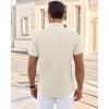 imageJVER Mens Short Sleeve Dress Shirts Wrinkle Free Casual Button Down Shirt Summer Stretch Formal Shirt with PocketBeige