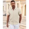 imageJVER Mens Short Sleeve Dress Shirts Wrinkle Free Casual Button Down Shirt Summer Stretch Formal Shirt with PocketBeige