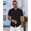 imageJVER Mens Short Sleeve Dress Shirts Wrinkle Free Casual Button Down Shirt Summer Stretch Formal Shirt with PocketBlack
