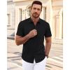 imageJVER Mens Short Sleeve Dress Shirts Wrinkle Free Casual Button Down Shirt Summer Stretch Formal Shirt with PocketBlack