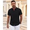 imageJVER Mens Short Sleeve Dress Shirts Wrinkle Free Casual Button Down Shirt Summer Stretch Formal Shirt with PocketBlack