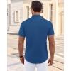 imageJVER Mens Short Sleeve Dress Shirts Wrinkle Free Casual Button Down Shirt Summer Stretch Formal Shirt with PocketBlue
