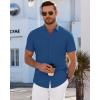 imageJVER Mens Short Sleeve Dress Shirts Wrinkle Free Casual Button Down Shirt Summer Stretch Formal Shirt with PocketBlue