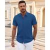 imageJVER Mens Short Sleeve Dress Shirts Wrinkle Free Casual Button Down Shirt Summer Stretch Formal Shirt with PocketBlue