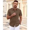imageJVER Mens Short Sleeve Dress Shirts Wrinkle Free Casual Button Down Shirt Summer Stretch Formal Shirt with PocketBrown