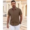 imageJVER Mens Short Sleeve Dress Shirts Wrinkle Free Casual Button Down Shirt Summer Stretch Formal Shirt with PocketBrown