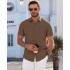 imageJVER Mens Short Sleeve Dress Shirts Wrinkle Free Casual Button Down Shirt Summer Stretch Formal Shirt with PocketBrown