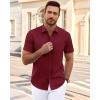 imageJVER Mens Short Sleeve Dress Shirts Wrinkle Free Casual Button Down Shirt Summer Stretch Formal Shirt with PocketBurgundy