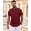 imageJVER Mens Short Sleeve Dress Shirts Wrinkle Free Casual Button Down Shirt Summer Stretch Formal Shirt with PocketBurgundy