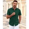 imageJVER Mens Short Sleeve Dress Shirts Wrinkle Free Casual Button Down Shirt Summer Stretch Formal Shirt with PocketGreen