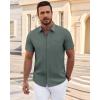 imageJVER Mens Short Sleeve Dress Shirts Wrinkle Free Casual Button Down Shirt Summer Stretch Formal Shirt with PocketGrey Green