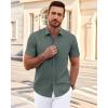 imageJVER Mens Short Sleeve Dress Shirts Wrinkle Free Casual Button Down Shirt Summer Stretch Formal Shirt with PocketGrey Green