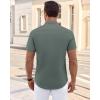 imageJVER Mens Short Sleeve Dress Shirts Wrinkle Free Casual Button Down Shirt Summer Stretch Formal Shirt with PocketGrey Green